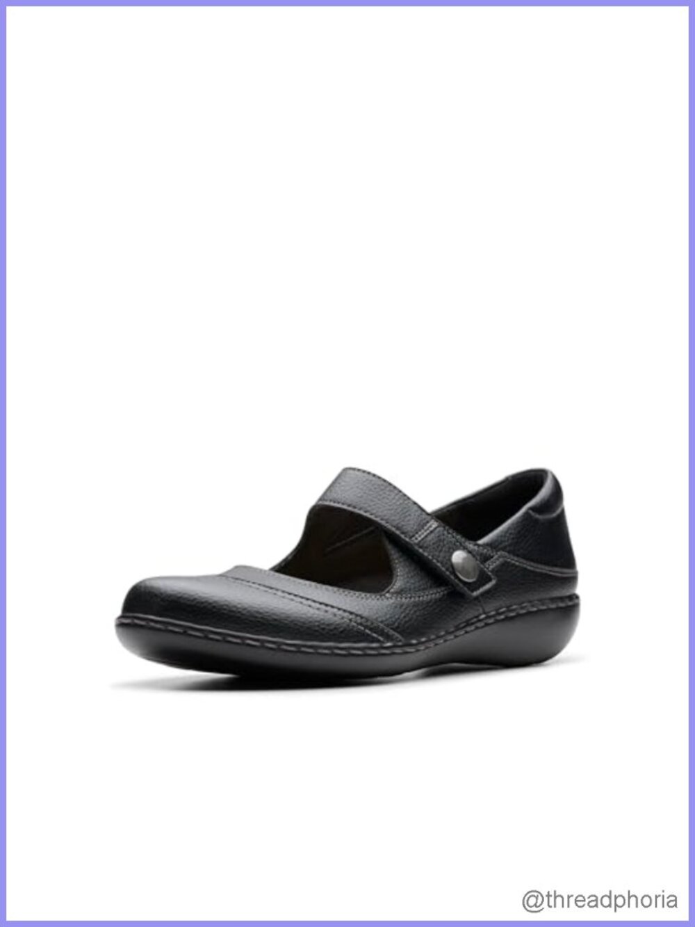Tumbled Leather Mary Jane Flats with Adjustable Strap Comfort Footbed
